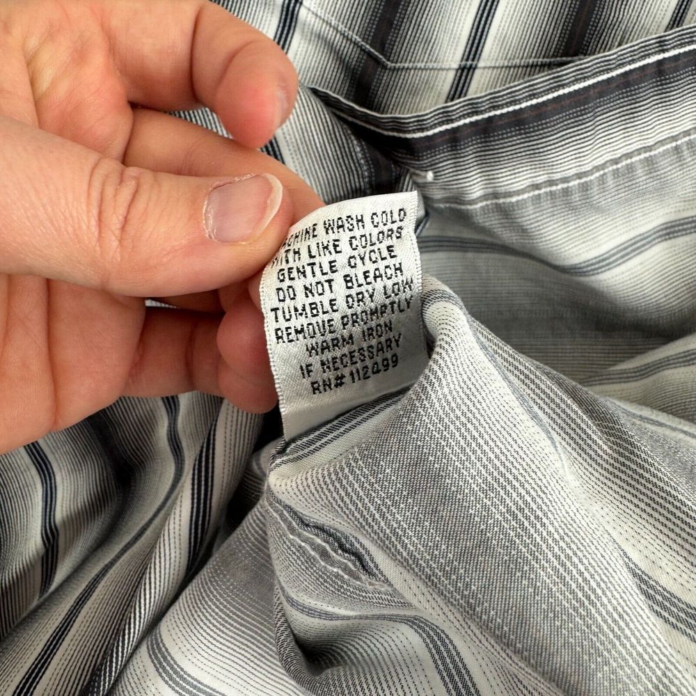 Tailorbyrd Shirt Mens Large Black White Striped Button Up Pocket Flip Cuff - Picture 9 of 12